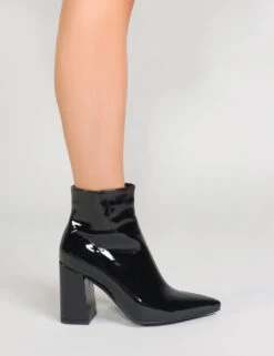 Empire Pointed Toe Ankle Boots In Black Patent -Boots Store empire blk pat0001 1