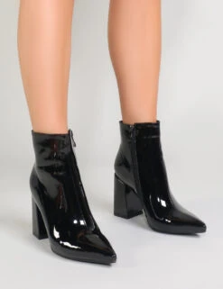 Empire Pointed Toe Ankle Boots In Black Patent -Boots Store empire blk pat0003 1
