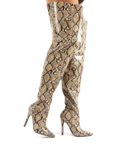 Rita Snakeskin Stiletto Heeled Over The Knee Boots -Boots Store rita snake pu 0