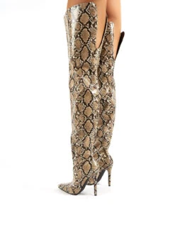 Rita Snakeskin Stiletto Heeled Over The Knee Boots -Boots Store rita snake pu 2