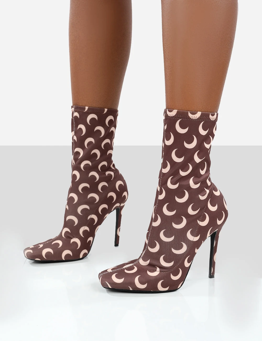 Saturn Return Brown Pointed Toe Stiletto Printed Sock Boots 3 Saturn Return Brown Pointed Toe Stiletto Printed Sock Boots - Image 3
